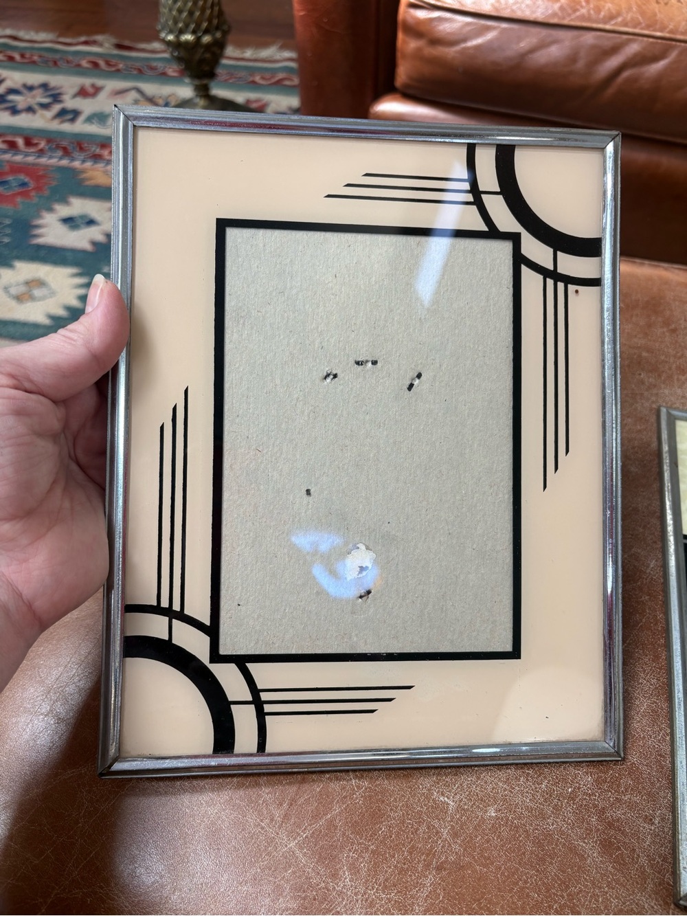 Lot of 2 Art Deco Vintage 1920s Glass Picture Frame 10x8 20s Metal Frame Antique - Picture 2 of 10